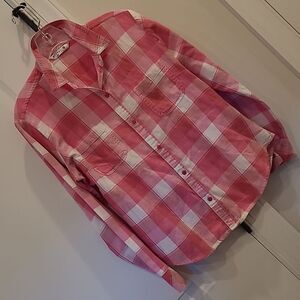 Riders by Lee Pink and White Flannel Button Down Shirt